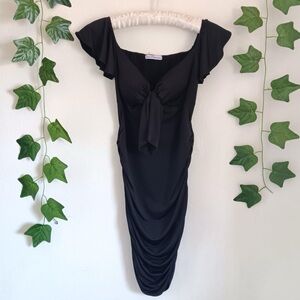 Dainty Hooligan Black Ruffle Sleeve Mini Dress